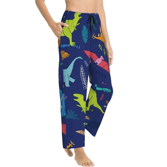 Picia Dinosaurs Womens Soft Woven Cotton Elastic Waistband Sleep Pajama Pant Lounge Sleep Pant With Pockets And Drawstring-Small