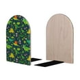 thumbnail image 1 of Picia Dinosaurs and Tropical Leaves and Flowers Pattern Wood Bookends for Shelves,Non-slip Bookends, Heavy Duty Wooden Bookend Support,1 Pair, 1 of 8