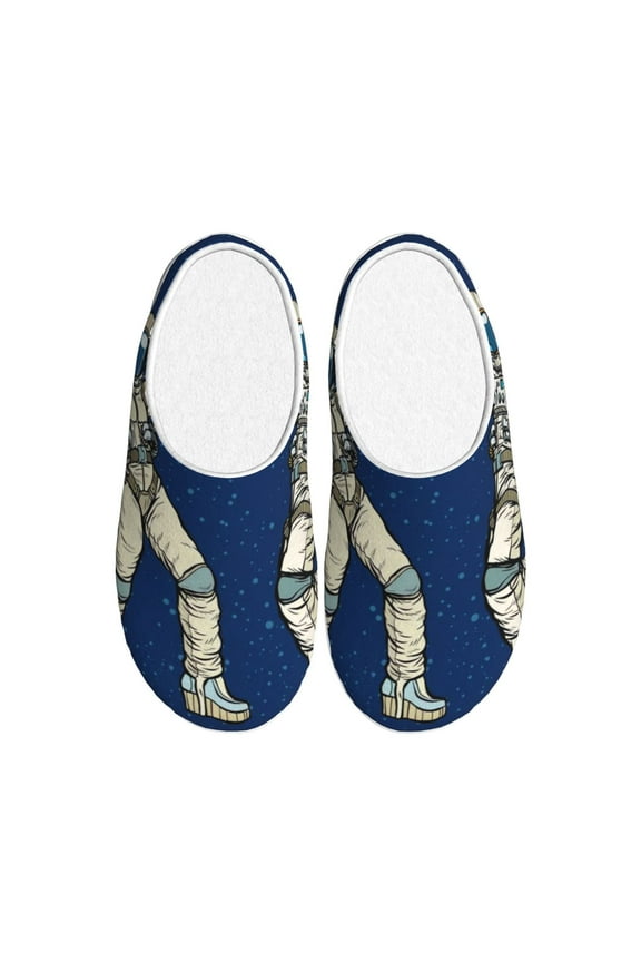 Disco party Astronaut Dancing for Women's Lamb-hug Comfy Fleece House Slippers Memory Foam, Slip-on House Shoes Indoor Outdoor-37/38
