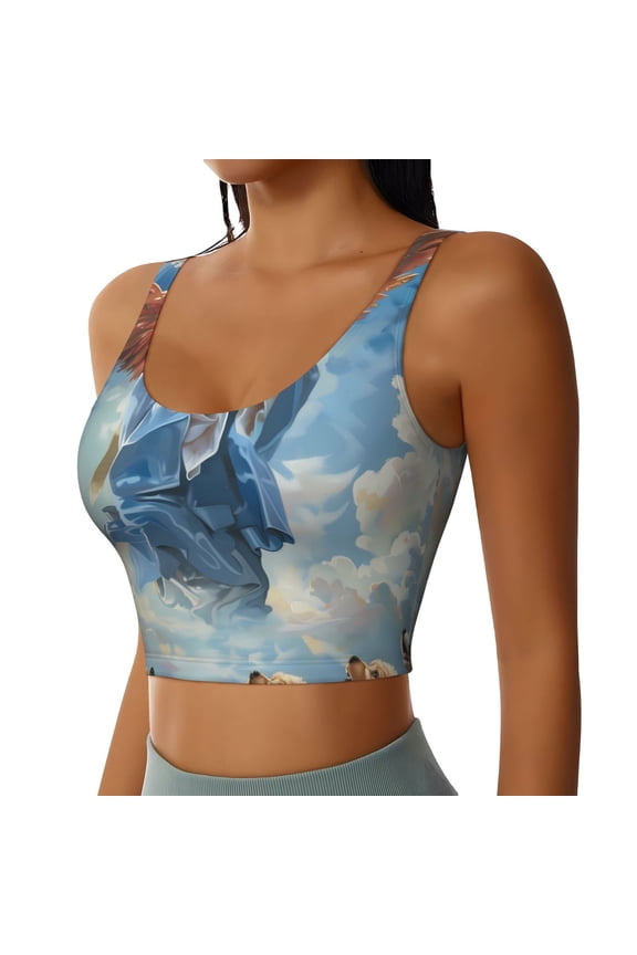 Dog Angel Ascension Sports Bra for Women,Padded Strappy Sports Bras Medium Support Yoga Bra with Removable Cups,Running Yoga Bra-Medium