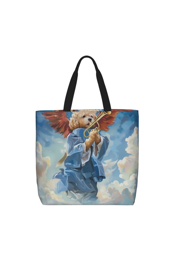 Dog Angel Ascension for Tote Bag for Women with Zipper, Gym Tote with Compartments, Laptop Work Tote Nurse Dance Yoga Bag for Sport, Travel