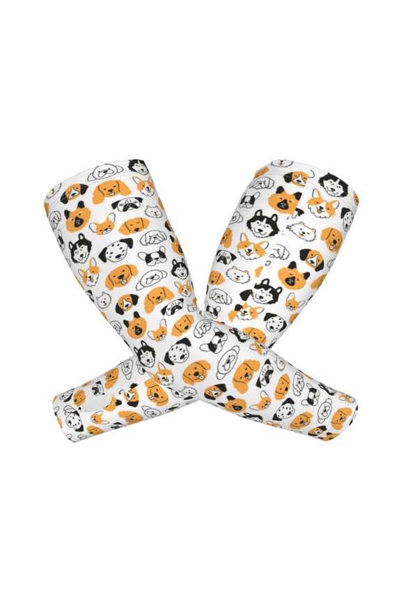 Dog Faces Arm Sleeves for Men and Women - Tattoo Cover Up UPF 50+ Cooling Sports Sleeve for Basketball Golf Football-One Size