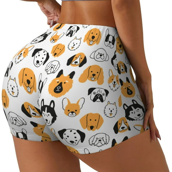 Picia Dog Faces Printed Workout Shorts for Women Seamless Scrunch Butt Lifting High Waisted Yoga Gym Booty Running Moisture-wicking Short Pants-XX-Large
