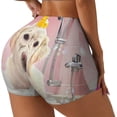 thumbnail image 1 of Picia Dog Sitting In Bathtub With Duck On Head Printed Workout Shorts for Women Seamless Scrunch Butt Lifting High Waisted Yoga Gym Booty Running Moisture-wicking Short Pants-X-Large, 1 of 9