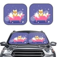 thumbnail image 1 of Picia Dog Washes in a Pink Bath 2 Piece Car Windshield Sun Shade Foldable | Foldable Sun Shield for Front Window Blocks UV Rays and Keeps Your Vehicle Cool-Large, 1 of 7