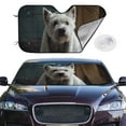thumbnail image 1 of Picia Dog Wrapped in Towel 1 Curved Windshield Sunshade Accordion Folding Style Auto Shade for Car Truck SUV Van Blocks UV Ray Sun Visor Protector -Small, 1 of 7