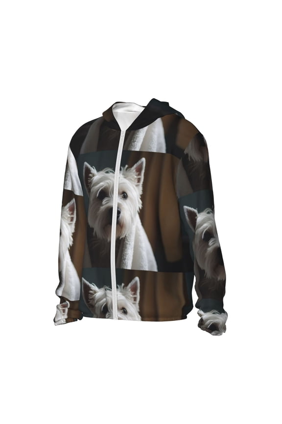 Dog Wrapped in Towel 1 Women's Men's UPF 50+ Sun Protection Hoodie Shirt Long Sleeve SPF Fishing Outdoor UV Hiking Lightweight Shirts-X-Large