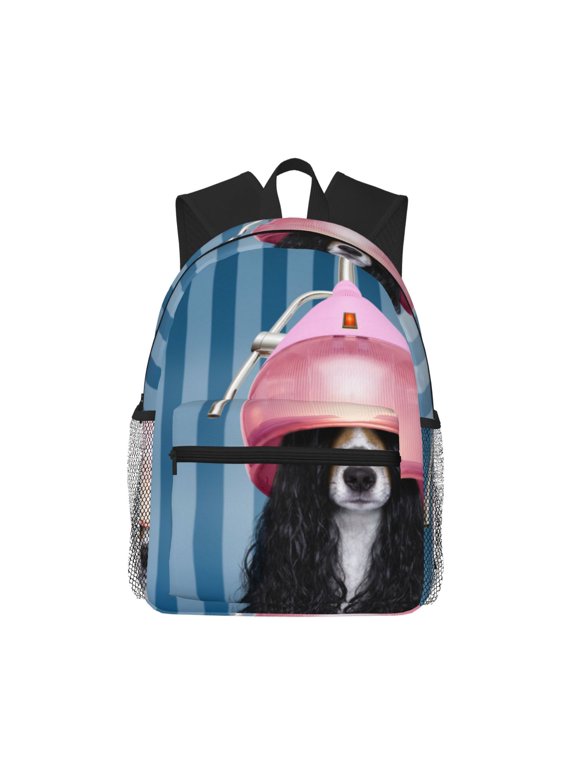 Dog in Hairdresser Large Capacity Backpack Classic Style Backpack Casual Backpack Water-Resistant School Work Travel Outdoor Backpack