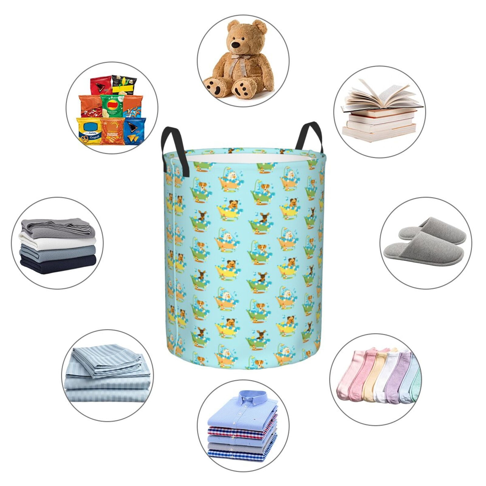 Picia Doggy In Bubble Bath Large Laundry Basket, Waterproof ...