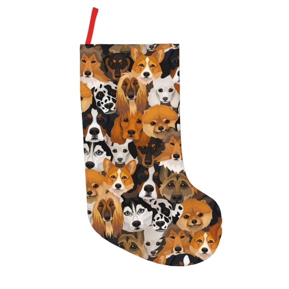 Picia Dogs Different Breeds Pattern Christmas Stockings, 18 Inches Knit Christmas Stockings, Stockings Christmas Cable Knitted Xmas Hanging Stockings