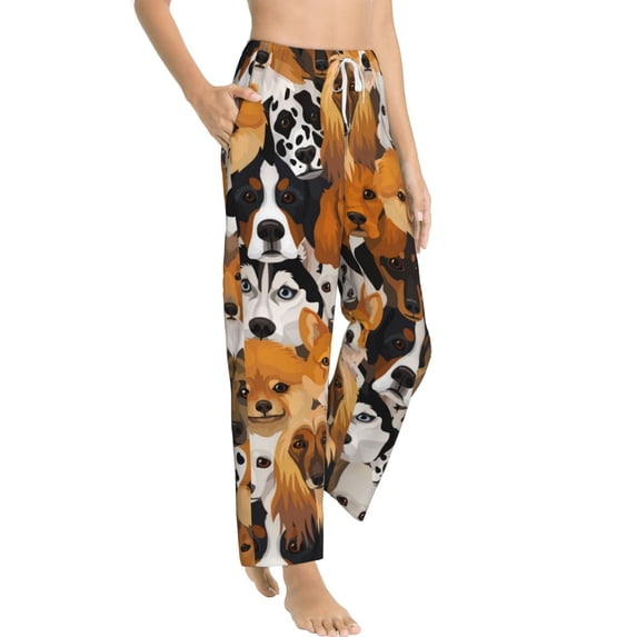 Picia Dogs Different Breeds Womens Soft Woven Cotton Elastic Waistband Sleep Pajama Pant Lounge Sleep Pant With Pockets And Drawstring-XX-Large
