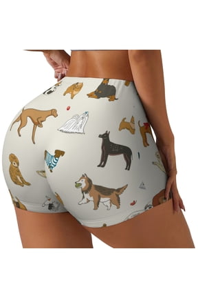 Dogs Funny Pets Printed Workout Shorts for Women Seamless Scrunch Butt Lifting High Waisted Yoga Gym Booty Running Moisture-wicking Short Pants-