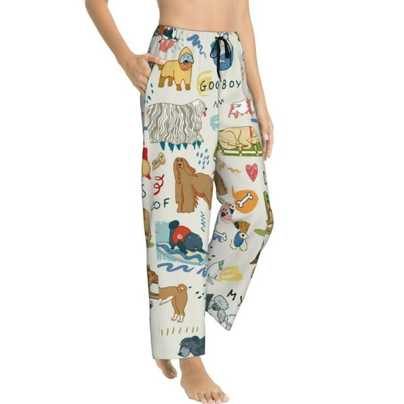 Picia Dogs Funny Pets Womens Soft Woven Cotton Elastic Waistband Sleep Pajama Pant Lounge Sleep Pant With Pockets And Drawstring-Small