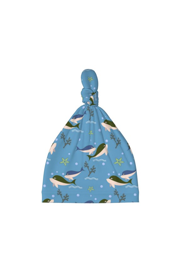 Dolphin Lovers Printed Preemie Hats for Baby Girls Cotton Premature Knot Hats Newborn Hospital Cap Warm Knot Beanie Nicu for Preemie Girls and Boys
