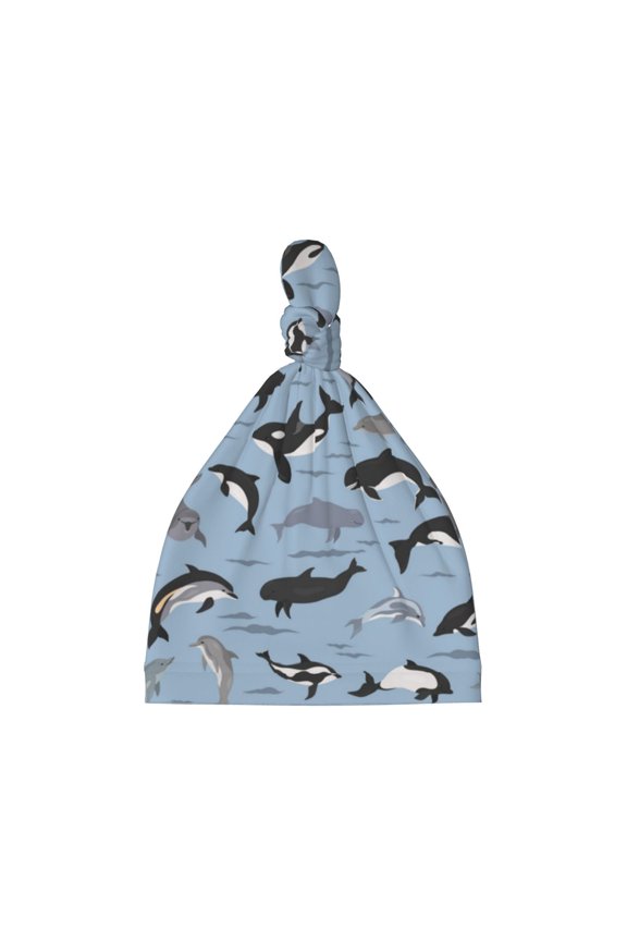 Dolphins Printed Preemie Hats for Baby Girls Cotton Premature Knot Hats Newborn Hospital Cap Warm Knot Beanie Nicu for Preemie Girls and Boys