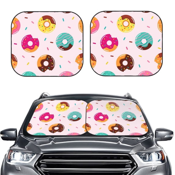 Picia Donut 2 Piece Car Windshield Sun Shade Foldable | Foldable Sun Shield for Front Window Blocks UV Rays and Keeps Your Vehicle Cool-Medium