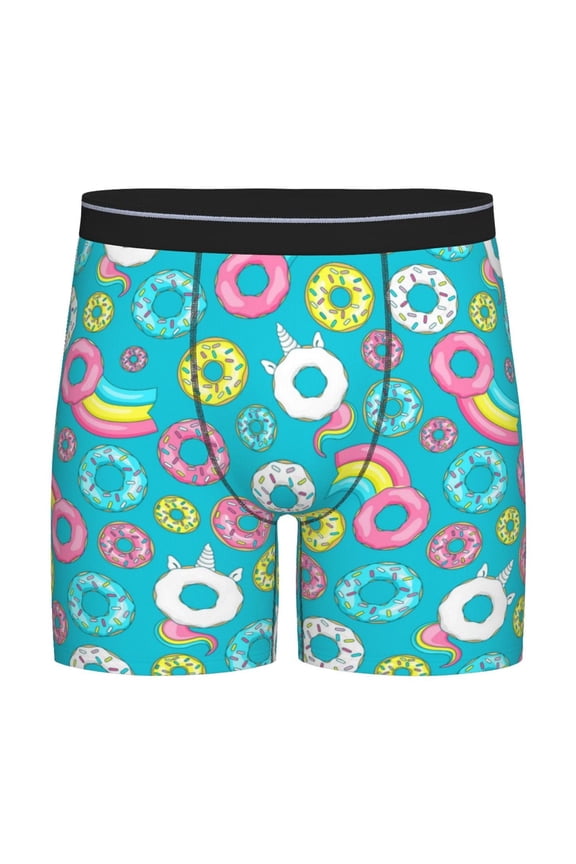 Donut Pattern Men's Athletic Long Leg Briefs , Performance Stretch Underwear,Moisture-Wicking