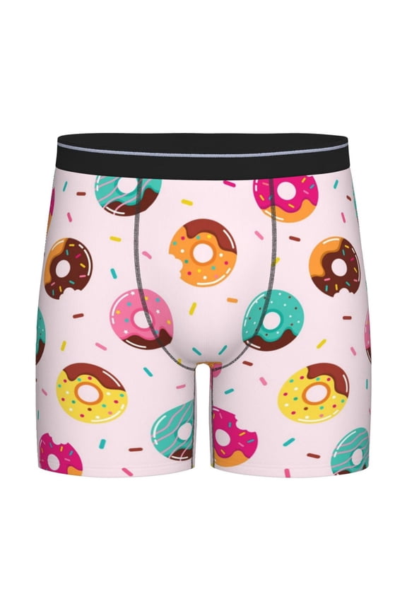 Donut Pattern Men's Athletic Long Leg Briefs , Performance Stretch Underwear,Moisture-Wicking