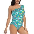 thumbnail image 1 of Picia Donut Pattern Women's One Piece Swimsuits,One Shoulder Swimwear Asymmetric ,Ruffle Monokinis Bathing Suits,High Waisted Flattering Bathing Suits-X-Large, 1 of 8