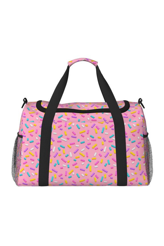 Donut Print Travel Duffle Bag,Weekender Bags for Women with Shoe Compartment, Gym Duffel Bag with Wet Pocket, Hospital Bags for Labor and Delivery