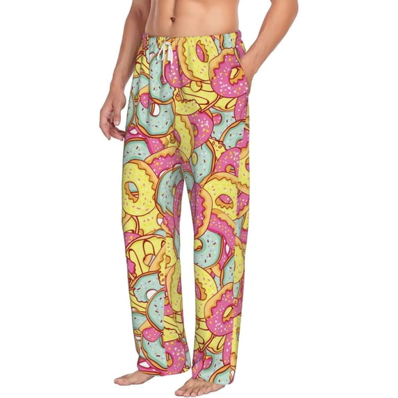 Picia Donut and Blue Mens Soft Woven Cotton Elastic Waistband Sleep Pajama Pant Lounge Sleep Pant With Pockets And Drawstring-XX-Large