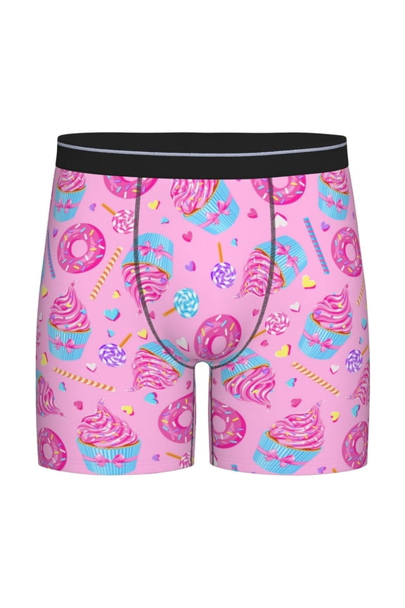 Donuts Pattern Men's Athletic Long Leg Briefs , Performance Stretch Underwear,Moisture-Wicking