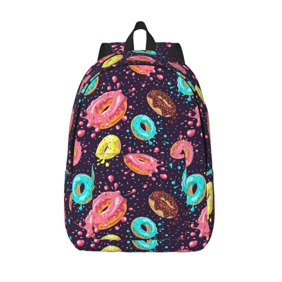 Picia Donuts1 Printed Canvas Daypack - Stylish and Durable Vintage Compact Backpack - Class, Work, Travel, or Laptop Bookbag,Organized Compartments-Medium