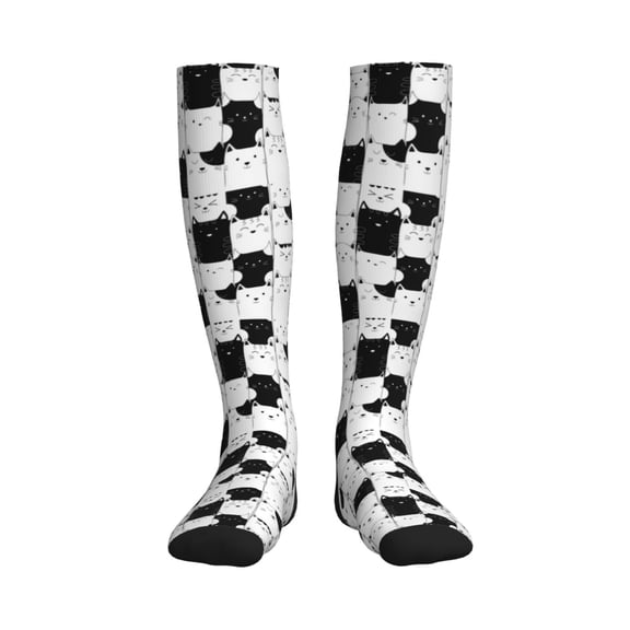 Picia Doodle Cute Cat Printed Sports Compression Socks - 15-20mmHg Graduated Compression, High-Performance Soft and Breathable Socks for Men and Women