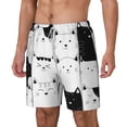 thumbnail image 1 of Picia Doodle Cute Cat pattern Mens Swim Trunks with Compression Liner Stretch Beach Shorts Quick Dry with Zipper Pockets No-Chafing Board Shorts-X-Large, 1 of 9