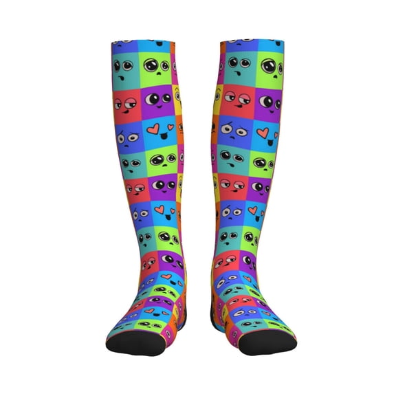 Picia Doodle Faces Emotions Printed Sports Compression Socks - 15-20mmHg Graduated Compression, High-Performance Soft and Breathable Socks for Men and Women