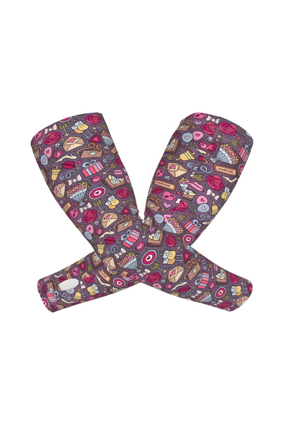 Doodles Wedding Arm Sleeves for Men and Women - Tattoo Cover Up UPF 50+ Cooling Sports Sleeve for Basketball Golf Football-One Size