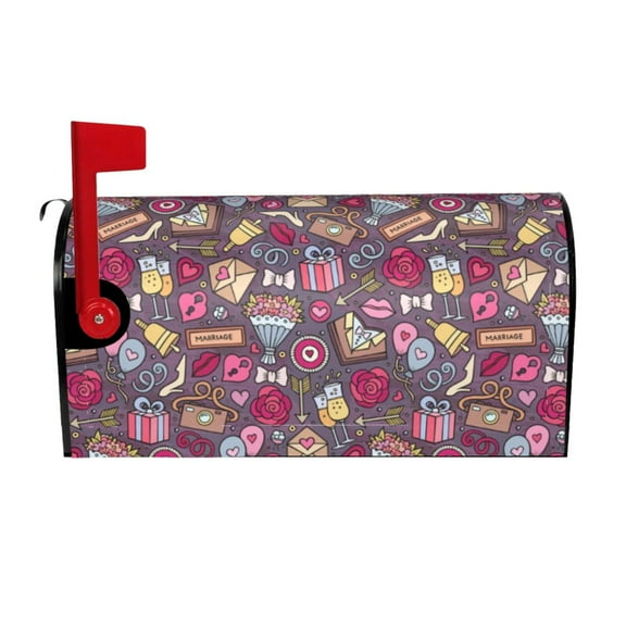 Picia Doodles Wedding Magnetic Mailbox Cover Standard Size-25.5x21 in