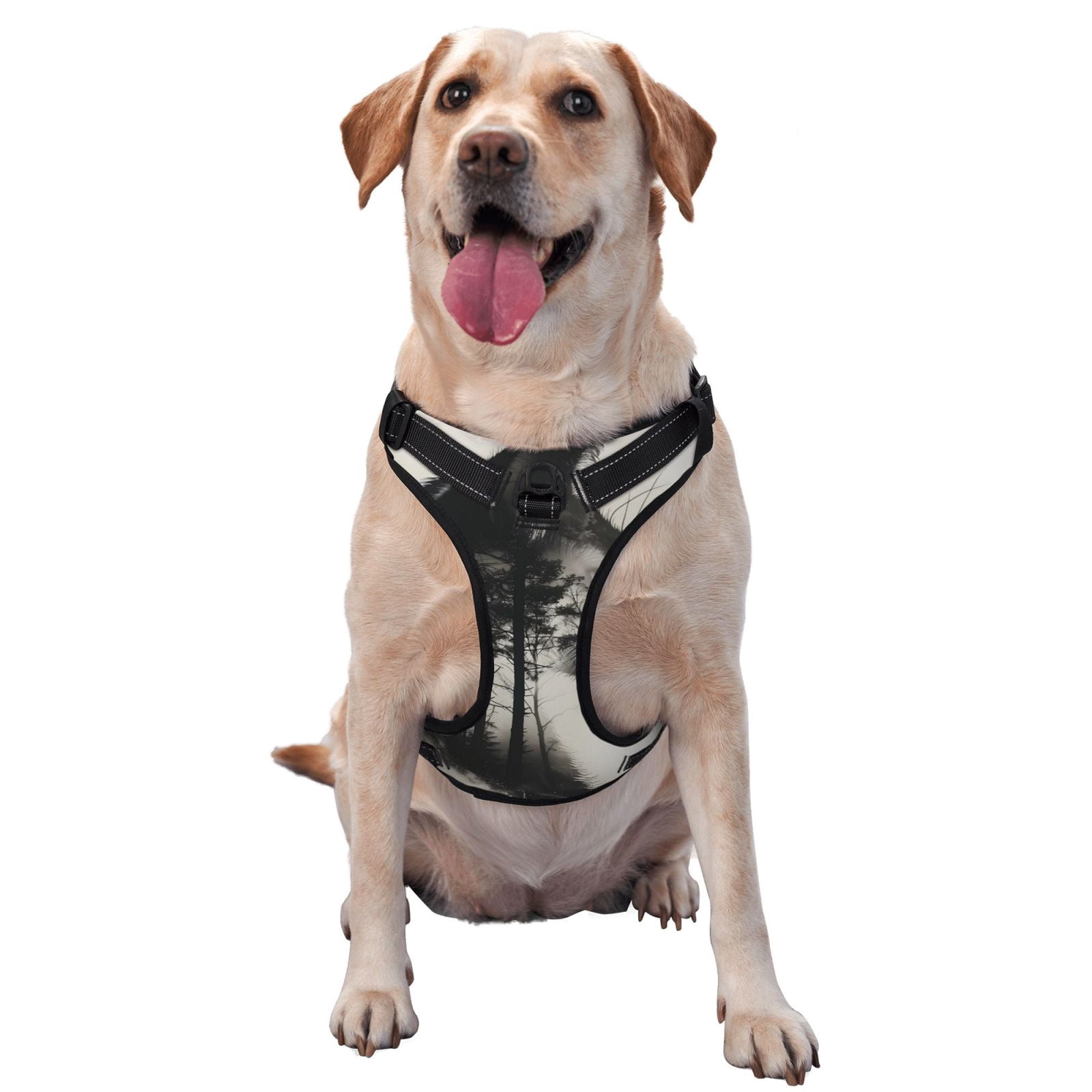 Picia Double Exposure Cat Forest No-Pull Dog Harness Reflective Front Clip Vest with Handle,Step-in Air Dog Harness,Adjustable 2 Metal Rings 4 Buckles,Easy to Put on & Take Off