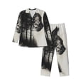 thumbnail image 1 of Picia Double Exposure Cat Forest Pattern Men’s Long-Sleeve Sleepwear Set - Soft 2-Piece Loungewear with Pockets, Comfy PJs for Relaxing Nights-Large, 1 of 7