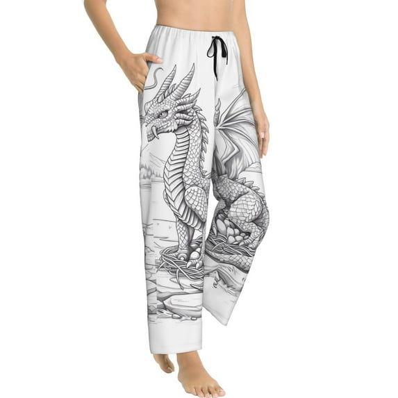 Picia Dragon Nest Sketch Womens Soft Woven Cotton Elastic Waistband Sleep Pajama Pant Lounge Sleep Pant With Pockets And Drawstring-Small