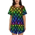 thumbnail image 1 of Picia Dragon Scales Pajamas Sets for Women Soft Short-Sleeved Pjs with Lounge Shorts Two Piece Sleepwear-Large, 1 of 9