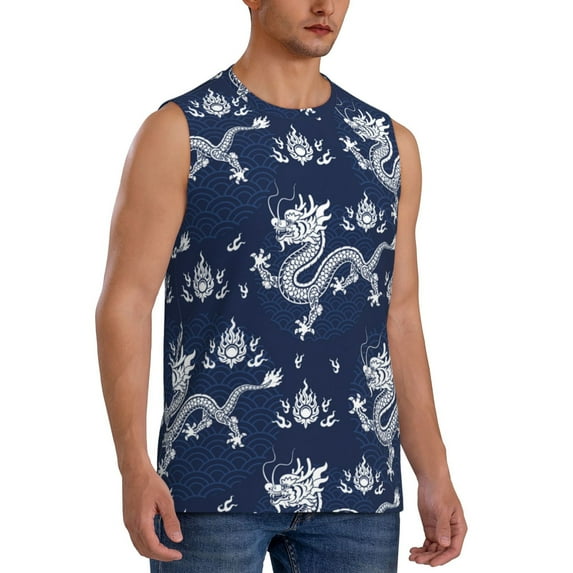 Picia Dragon mens Cotton Tank Undershirts , Moisture-wicking Ribbed Tanks, Lightweight Cotton Tank Undershirts-XX-Large