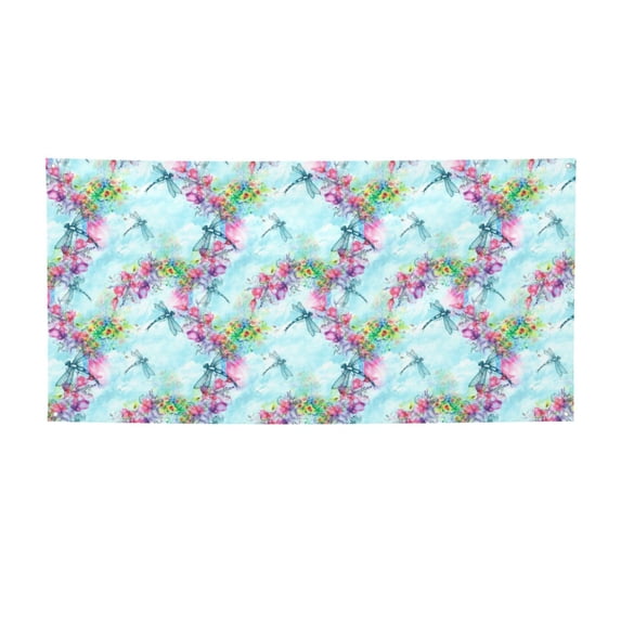 Picia Dragonfly Floral Pattern Party Banner, Festive Decoration, Holiday Banner, Celebration Decor, Event Banner, Reusable Party Banner-Small