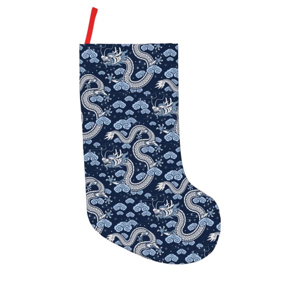 Picia Dragons Pattern Christmas Stockings, 18 Inches Knit Christmas Stockings, Stockings Christmas Cable Knitted Xmas Hanging Stockings