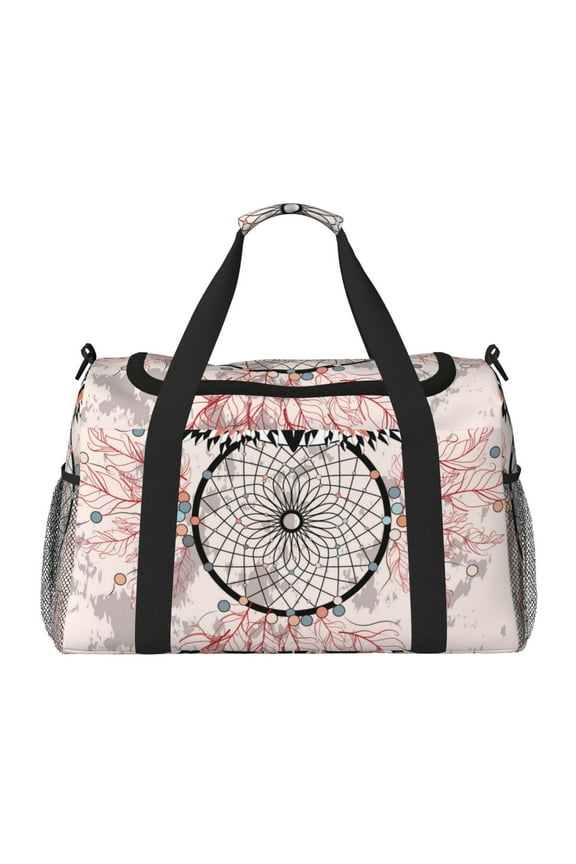 Dreamcatcher With Owl Print Travel Duffle Bag,Weekender Bags for Women with Shoe Compartment, Gym Duffel Bag with Wet Pocket, Hospital Bags for Labor and Delivery