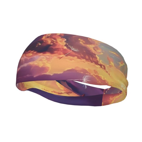 Picia Dreamy Dandelion Sunset Print Mens Running Headband,Mens Sweatband Sports Headband for Running,Cycling,Basketball,Yoga,Fitness Workout