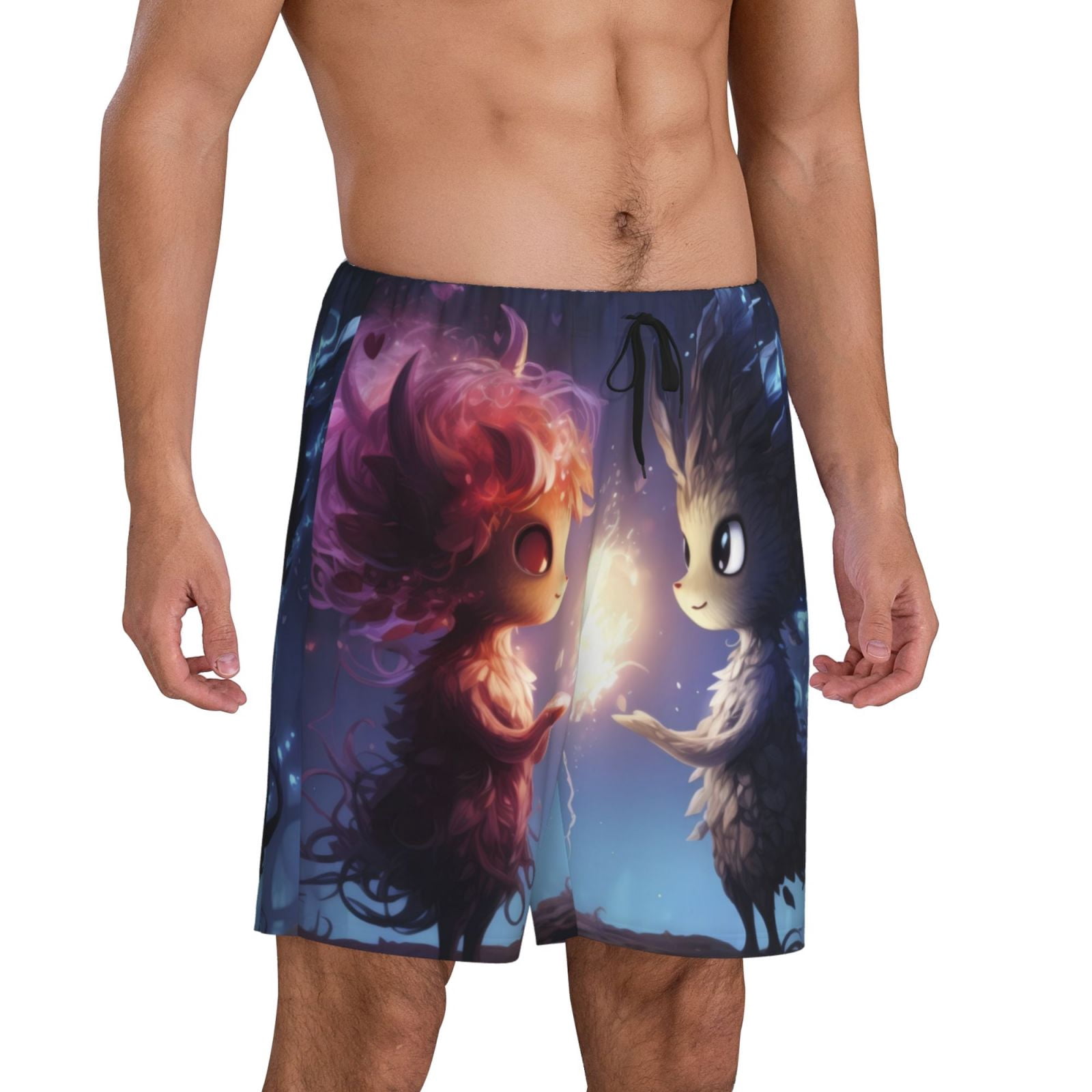 Picia Dreamy Forest Elf Pajama Shorts for Men, Men's Pajama Bottoms, Sleepwear,Short Pajama Pants-Large