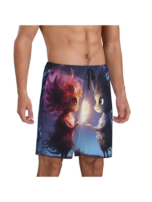Dreamy Forest Elf Pajama Shorts for Men, Men's Pajama Bottoms, Sleepwear,Short Pajama Pants-Large