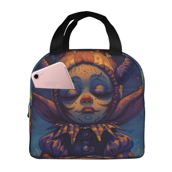 Picia Dreamy Jester Under Stars Printed Lunch box Lunch bag for Men Women Large Capacity Lunchbox Reusable Lunch Bags Insulated Lunch Bag Lunch Box Cooler