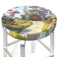 thumbnail image 1 of Picia Dreamy Mushroom House pattern Round Stool Covers Comfy Seat Covers Stretch Removable WashableChair Slipcover Round Bar Chair Cushion Cover-12 inch, 1 of 7