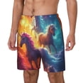 thumbnail image 1 of Picia Dreamy Night Sky White Horse pattern Mens Swim Trunks with Compression Liner Stretch Beach Shorts Quick Dry with Zipper Pockets No-Chafing Board Shorts-X-Large, 1 of 9