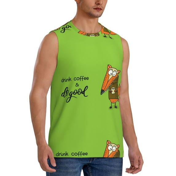 Picia Drink Coffee And Do Good mens Cotton Tank Undershirts , Moisture-wicking Ribbed Tanks, Lightweight Cotton Tank Undershirts-Small
