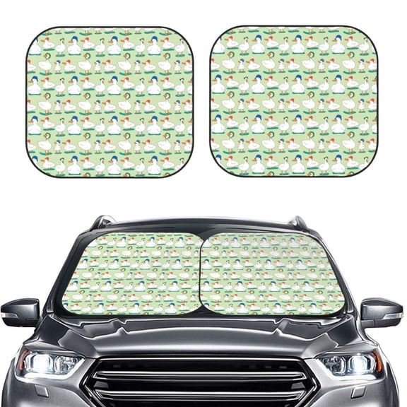 Picia Duck 2 Piece Car Windshield Sun Shade Foldable | Foldable Sun Shield for Front Window Blocks UV Rays and Keeps Your Vehicle Cool-Small
