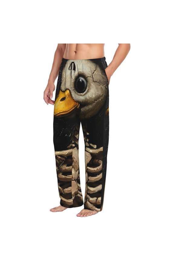 Duck Bones Mens Soft Woven Cotton Elastic Waistband Sleep Pajama Pant Lounge Sleep Pant With Pockets And Drawstring-Small