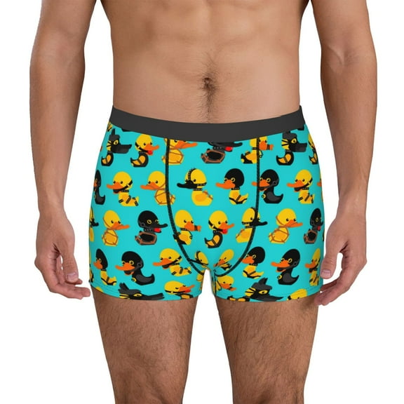 Picia Duck In Black Suit Pattern Men’s Boxer Briefs – Soft & Breathable Underwear, Stretchy & Comfortable Fit, Supportive Pouch Design, Moisture-Wicking-Large